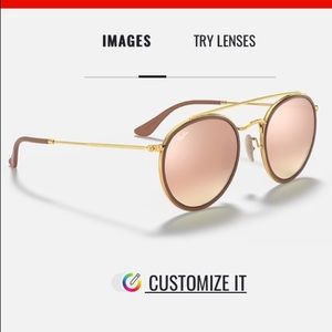 RAYBANS: pink circle sun glasses with bar